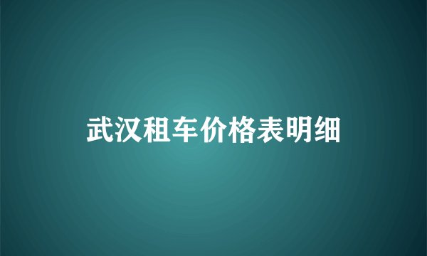 武汉租车价格表明细