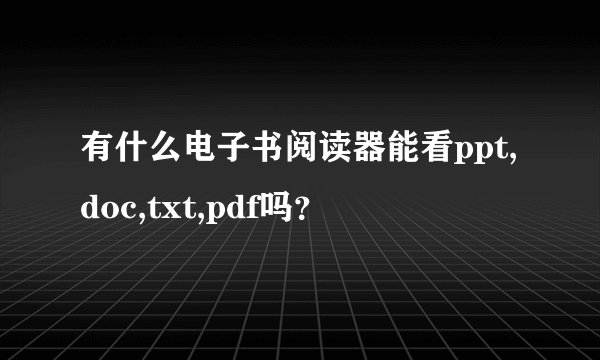 有什么电子书阅读器能看ppt,doc,txt,pdf吗？