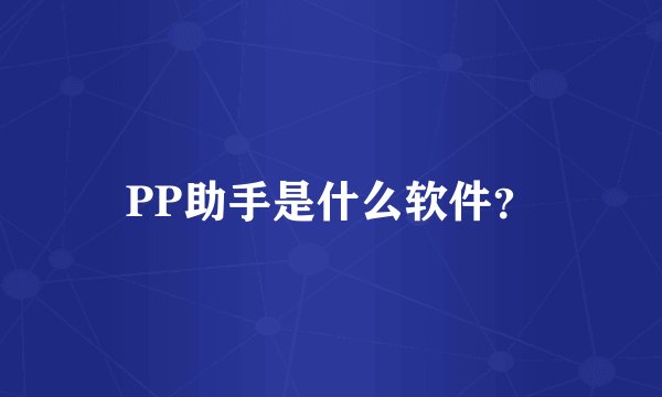 PP助手是什么软件？