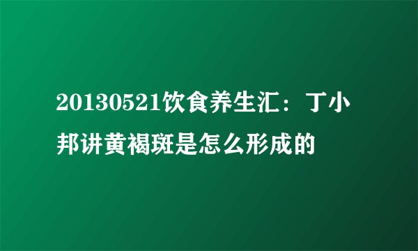 20130521饮食养生汇：丁小邦讲黄褐斑是怎么形成的