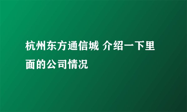 杭州东方通信城 介绍一下里面的公司情况