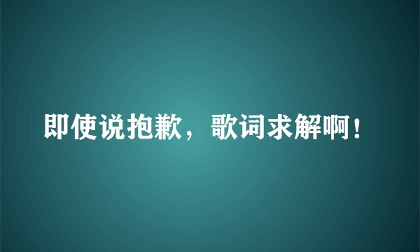 即使说抱歉，歌词求解啊！