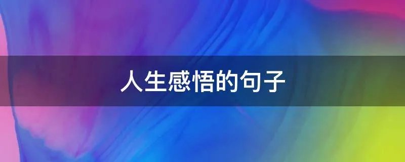 人生感悟的句子