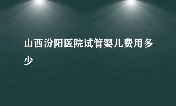 山西汾阳医院试管婴儿费用多少
