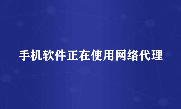 手机软件正在使用网络代理