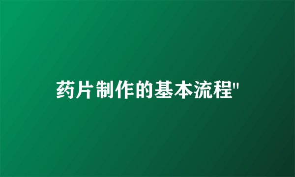 药片制作的基本流程
