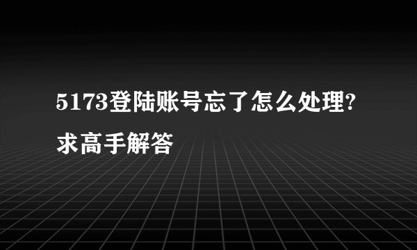 5173登陆账号忘了怎么处理?求高手解答