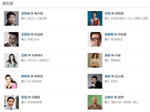 张一山版鹿鼎记演员表名单：七个老婆的演员与角色名单