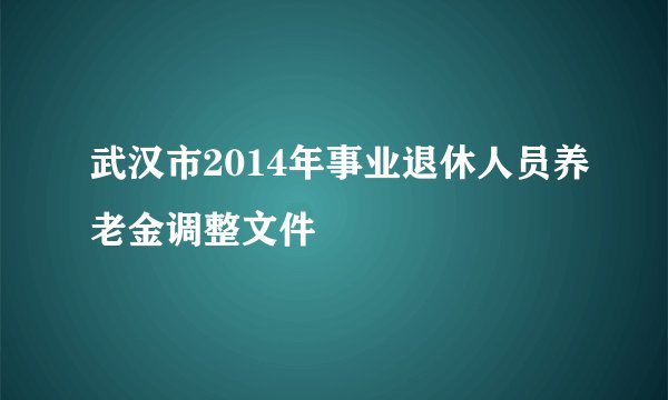 武汉市2014年事业退休人员养老金调整文件