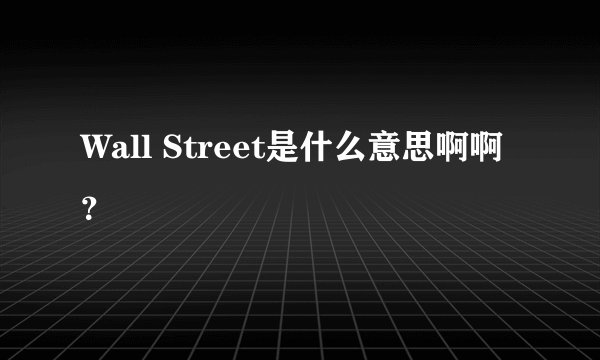 Wall Street是什么意思啊啊？