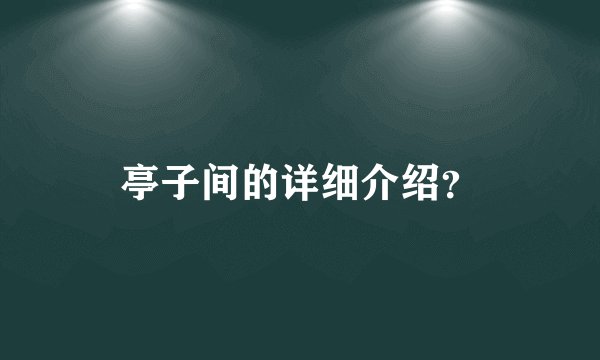 亭子间的详细介绍？