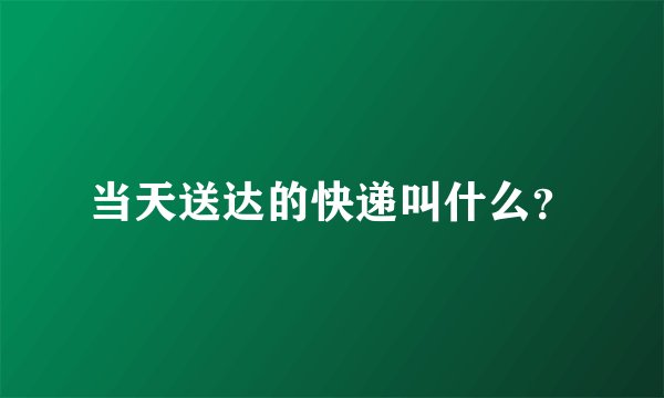 当天送达的快递叫什么？
