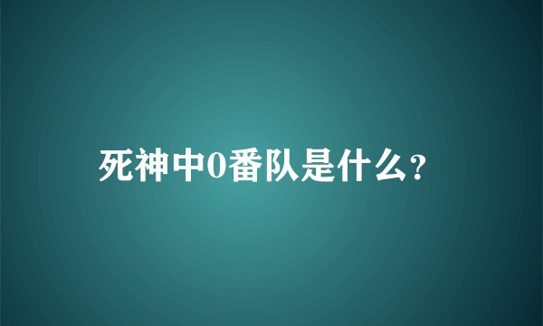 死神中0番队是什么？