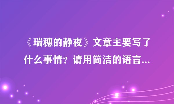 《瑞穗的静夜》文章主要写了什么事情？请用简洁的语言加以概括。