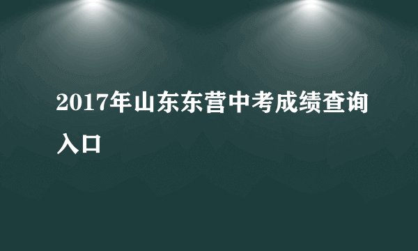 2017年山东东营中考成绩查询入口