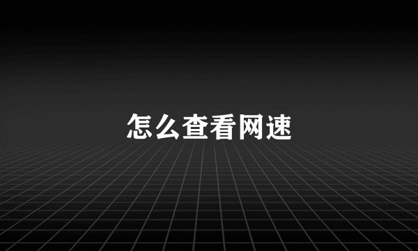 怎么查看网速
