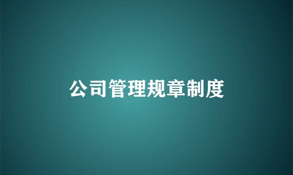 公司管理规章制度