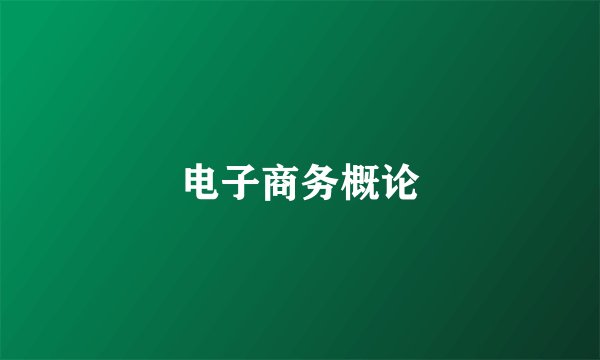 电子商务概论
