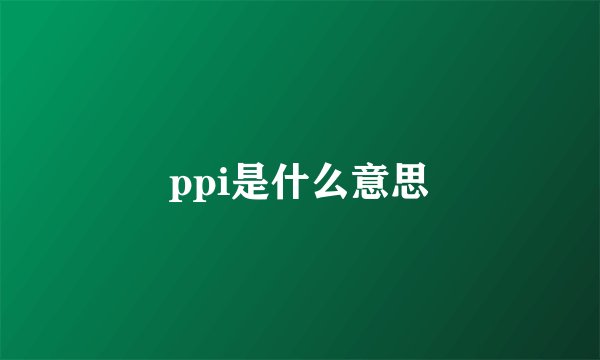 ppi是什么意思
