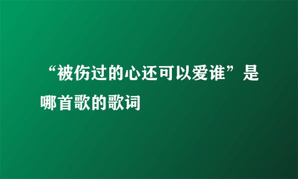 “被伤过的心还可以爱谁”是哪首歌的歌词