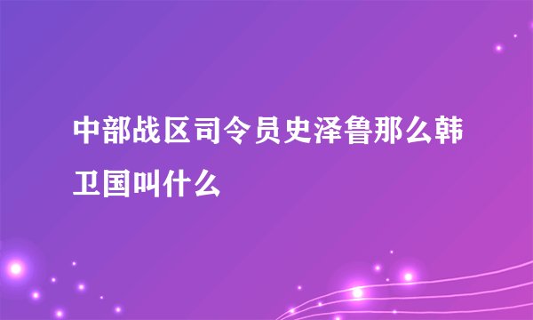 中部战区司令员史泽鲁那么韩卫国叫什么