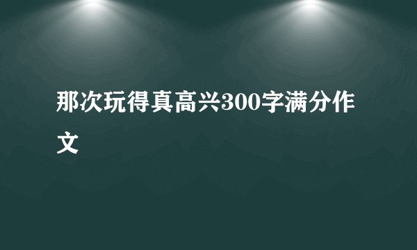 那次玩得真高兴300字满分作文