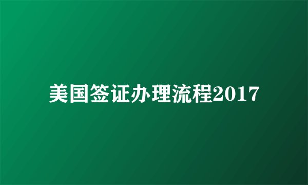 美国签证办理流程2017