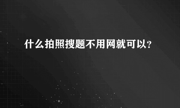 什么拍照搜题不用网就可以？