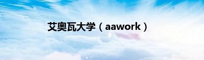艾奥瓦大学（aawork）