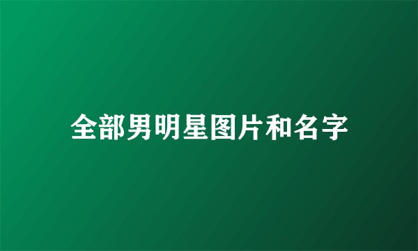 全部男明星图片和名字