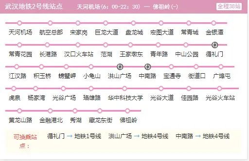 2021武汉地铁2号线路图 武汉地铁2号线站点图及运营时间