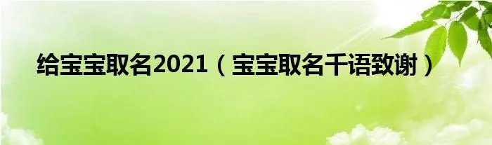 给宝宝取名2021（宝宝取名千语致谢）