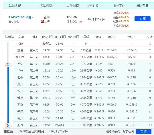 西宁到上海的路程有多远