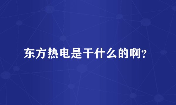 东方热电是干什么的啊？