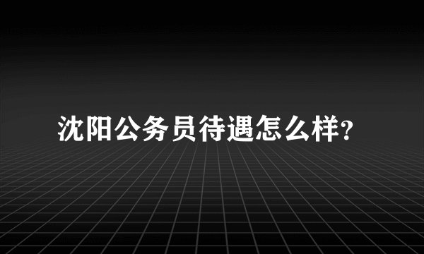 沈阳公务员待遇怎么样？
