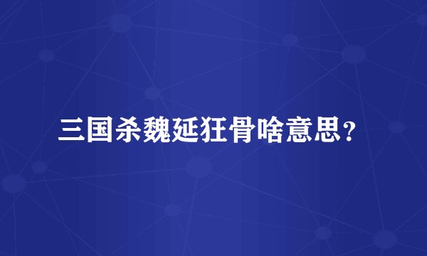 三国杀魏延狂骨啥意思？