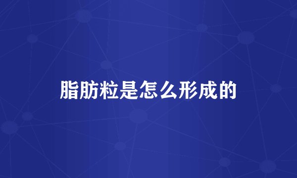 脂肪粒是怎么形成的