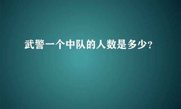 武警一个中队的人数是多少？