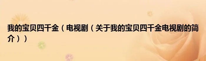 我的宝贝四千金（电视剧（关于我的宝贝四千金电视剧的简介））