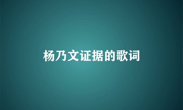 杨乃文证据的歌词