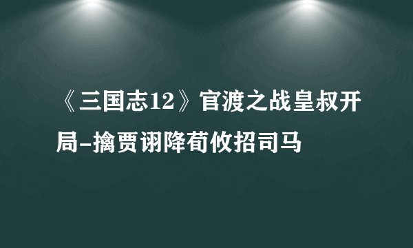 《三国志12》官渡之战皇叔开局-擒贾诩降荀攸招司马