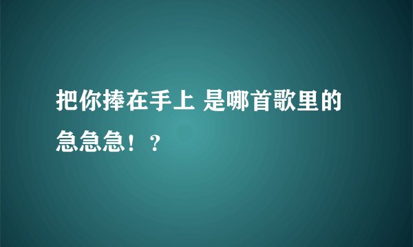 把你捧在手上 是哪首歌里的急急急！？