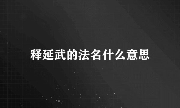 释延武的法名什么意思