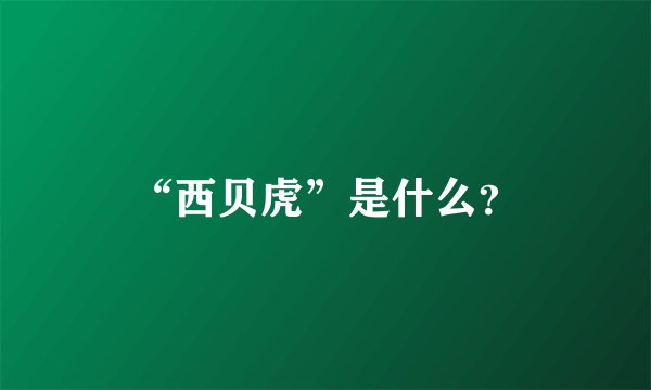 “西贝虎”是什么？