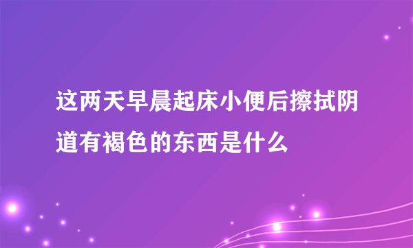 这两天早晨起床小便后擦拭阴道有褐色的东西是什么
