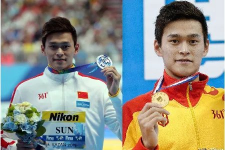 孙杨和林志颖合影 简直白的如两道闪电