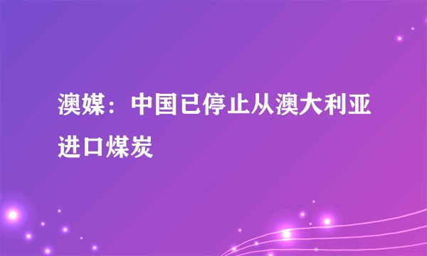 澳媒：中国已停止从澳大利亚进口煤炭