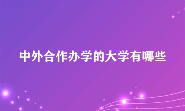 中外合作办学的大学有哪些