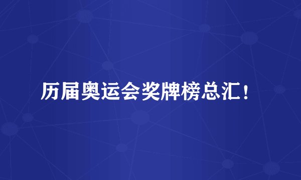 历届奥运会奖牌榜总汇！