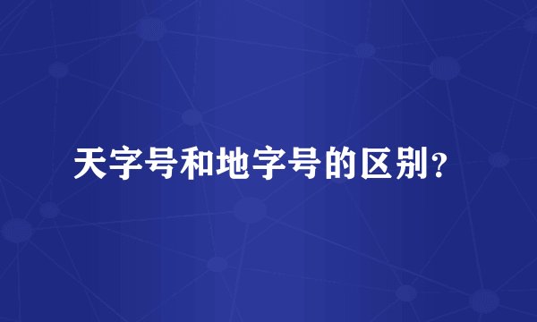 天字号和地字号的区别？